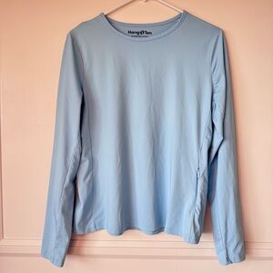 Hang Ten Women's Size Medium Blue Long Sleeve UPF 50+ Rash‎ Guard Swim Shirt